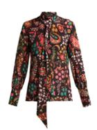 Matchesfashion.com Etro - Pussy Bow Silk Blouse - Womens - Black Multi