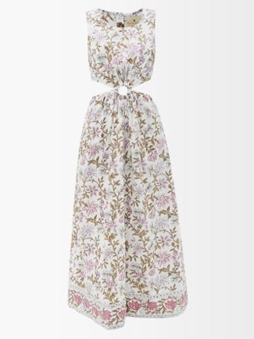 Hannah Artwear - Divina Cutout Cotton-poplin Maxi Dress - Womens - Pink White