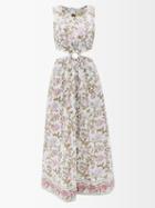 Hannah Artwear - Divina Cutout Cotton-poplin Maxi Dress - Womens - Pink White