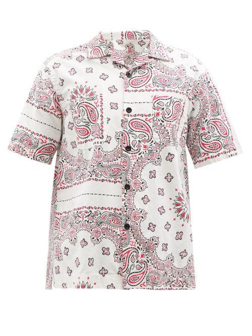 Sacai - Bandana-print Cotton-canvas Shirt - Mens - Light Pink