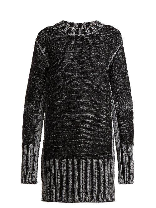 Matchesfashion.com Mm6 Maison Margiela - Metallic Heavy Knit Sweater Dress - Womens - Black Silver