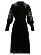 Matchesfashion.com Dodo Bar Or - Bead Embroidered Velvet Midi Dress - Womens - Black