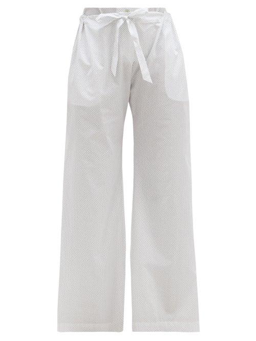 Ladies Lingerie Rossell England - Bird-print Cotton-poplin Pyjama Trousers - Womens - White Print