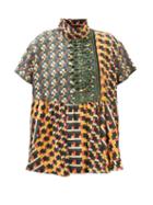 Biyan - Jilli Velvet-devor Silk-blend Faille Peplum Top - Womens - Multi