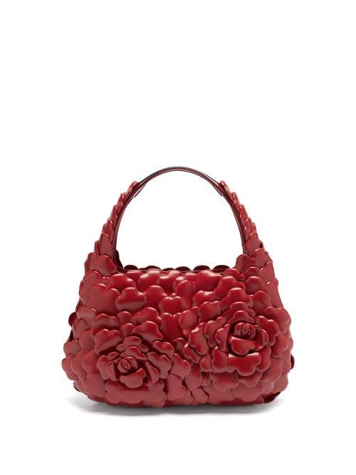 Matchesfashion.com Valentino Garavani - Atelier Petal-effect Leather Shoulder Bag - Womens - Red