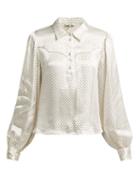 Matchesfashion.com Ganni - Cameron Polka Dot Print Blouse - Womens - White