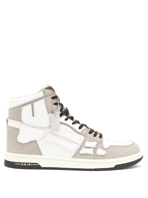 Matchesfashion.com Amiri - Skeleton High-top Leather Trainers - Mens - Grey