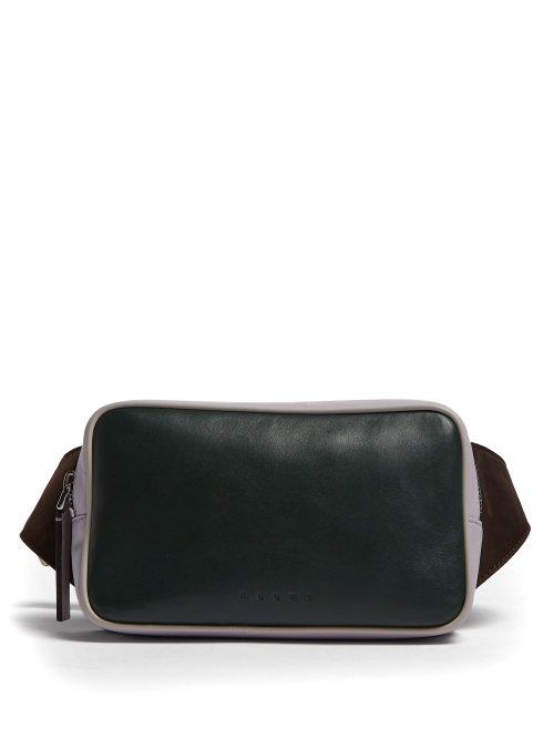 Matchesfashion.com Marni - Square Leather Belt Bag - Womens - Green Multi