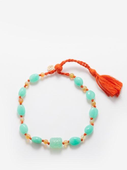 Jade Jagger - Chrysoprase & 18kt Gold Beaded Bracelet - Womens - Green Multi