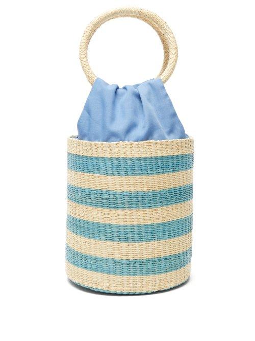 Matchesfashion.com Sensi Studio - Striped Straw Bucket Bag - Womens - Blue Multi
