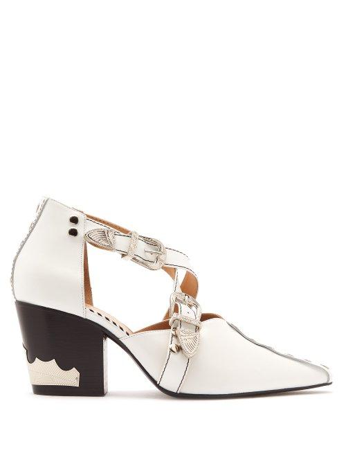 Matchesfashion.com Toga - Buckle Strap Leather Ankle Boots - Womens - White