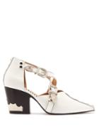 Matchesfashion.com Toga - Buckle Strap Leather Ankle Boots - Womens - White