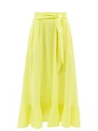 Anaak - Betye Cotton-gauze Midi Skirt - Womens - Lemon