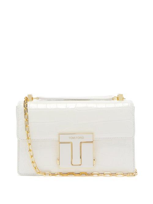 Tom Ford - 001 Crocodile-effect Leather Shoulder Bag - Womens - White