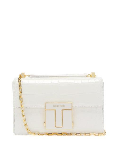 Tom Ford - 001 Crocodile-effect Leather Shoulder Bag - Womens - White