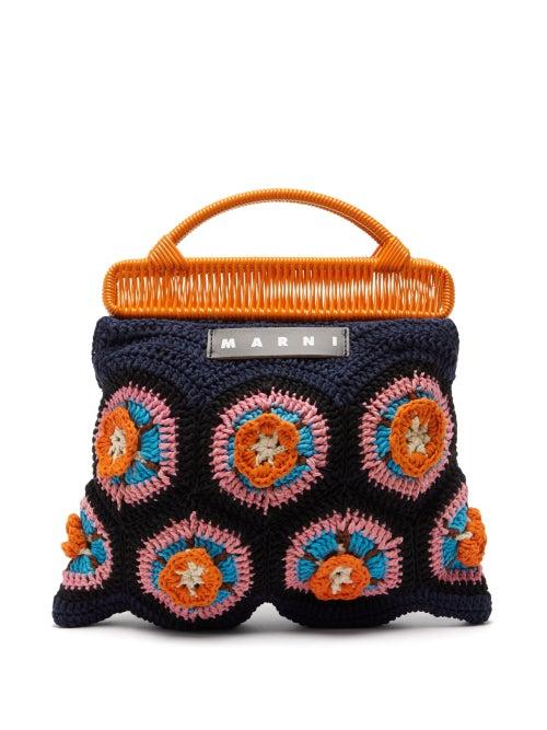 Ladies Bags Marni Market - Floral-crochet Cotton Handbag - Womens - Blue Multi