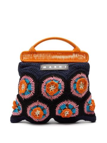 Ladies Bags Marni Market - Floral-crochet Cotton Handbag - Womens - Blue Multi
