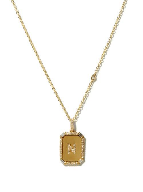 Matchesfashion.com Shay - Nameplate Diamond & 18kt Gold Necklace (n-z) - Womens - Yellow Gold