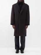 Lemaire - Single-breasted Check Wool Overcoat - Mens - Dark Brown