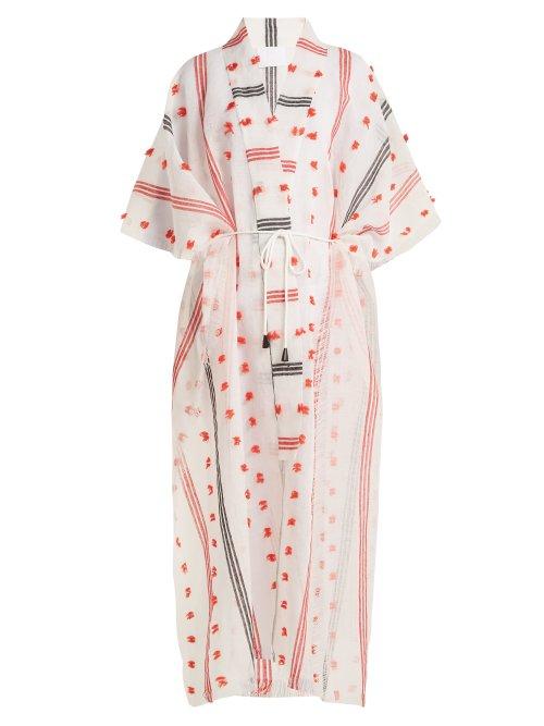 Matchesfashion.com Love Binetti - Fil Coup Embroidered Kaftan - Womens - Red White