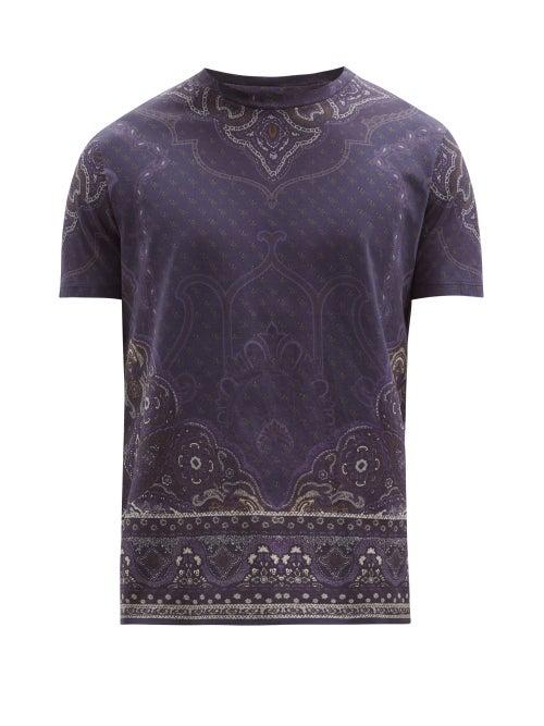Matchesfashion.com Etro - Paisley-print Cotton-jersey T-shirt - Mens - Navy Multi