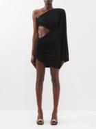 Alexandre Vauthier - One-shoulder Flared-sleeve Mini Dress - Womens - Black