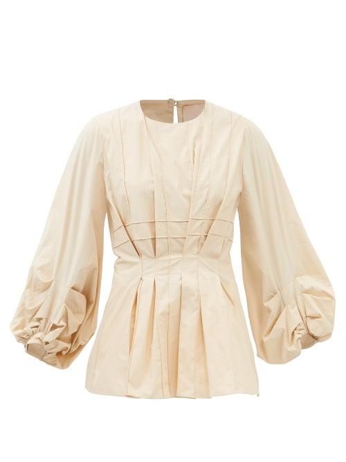 Roksanda - Thea Pintucked Cotton Blouse - Womens - Ivory