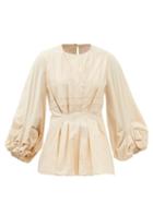 Roksanda - Thea Pintucked Cotton Blouse - Womens - Ivory