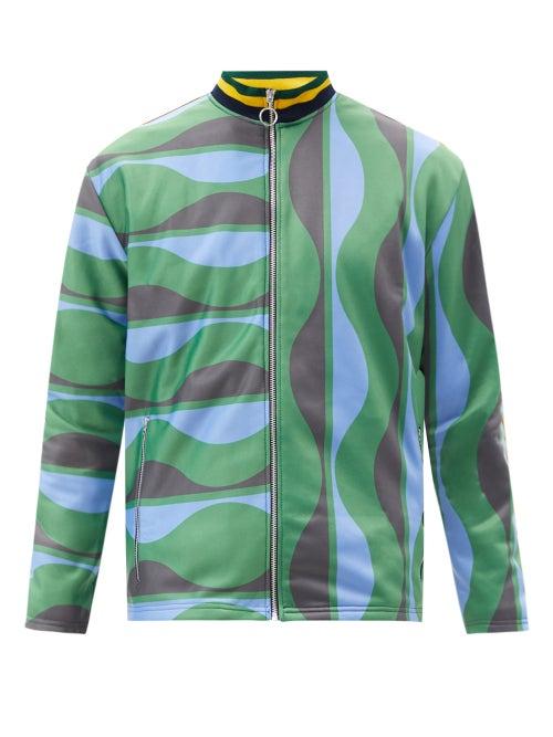Matchesfashion.com Ahluwalia - Joz Abstract-print Upcycled-jersey Track Jacket - Mens - Green Multi