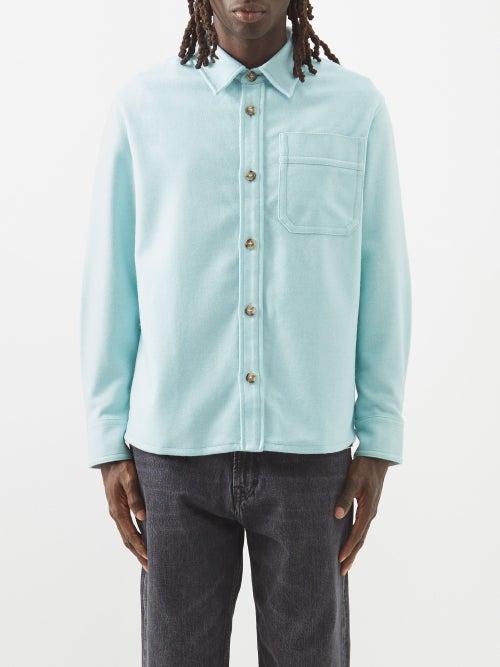 A.p.c. - Basile Patch-pocket Wool-blend Shirt - Mens - Blue