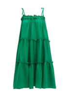 Matchesfashion.com Lisa Marie Fernandez - Ruffled Linen Blend Dress - Womens - Green