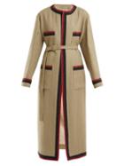 Matchesfashion.com Gucci - Round Neck Linen Blend Coat - Womens - Beige Multi