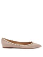 Ladies Shoes Valentino Garavani - Rockstud Point-toe Leather Ballet Flats - Womens - Nude