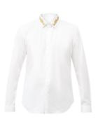 Matchesfashion.com Versace - Baroque-collar Cotton-blend Shirt - Mens - White