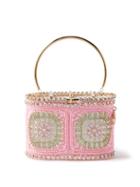 Rosantica - Holli Crystal-embellished Crochet Handbag - Womens - Pink Multi