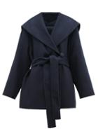 Matchesfashion.com The Row - Reyna Double Breasted Cotton Blend Wrap Coat - Womens - Navy