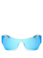 Matchesfashion.com Balenciaga - Reflective Shield Acetate Sunglasses - Womens - Blue