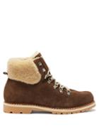 Matchesfashion.com Montelliana - Camo Shearling Lined Suede Hiking Boots - Mens - Beige