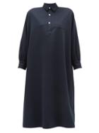 Matchesfashion.com Holiday Boileau - Ines Buttoned Cotton Dress - Womens - Navy