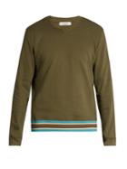 Valentino Striped Hem Cotton-blend Jersey Sweatshirt