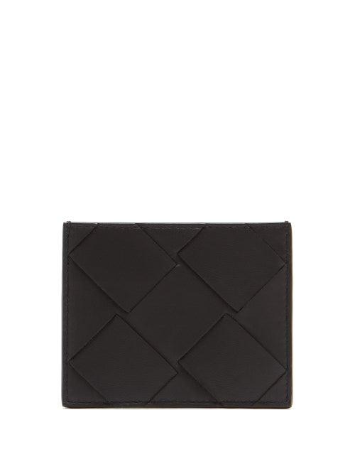 Matchesfashion.com Bottega Veneta - Increcciato-woven Leather Cardholder - Mens - Black