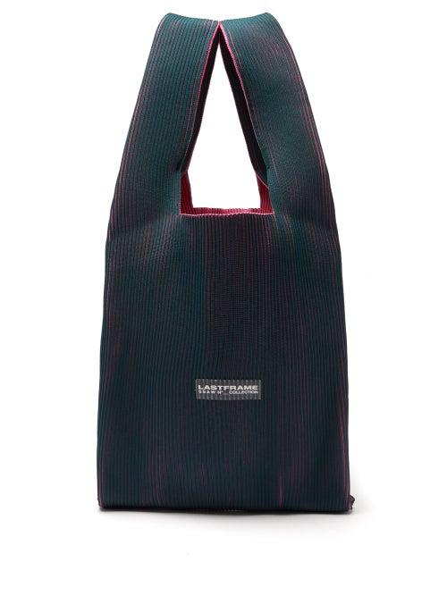 Lastframe - Market Medium Two-tone Ribbed-knit Tote Bag - Womens - Green Multi
