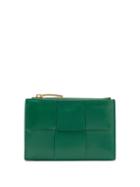 Matchesfashion.com Bottega Veneta - Zipped Intrecciato-leather Cardholder - Womens - Green
