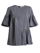 Stella Mccartney Santi Ruffle-trimmed Geometric-print Top