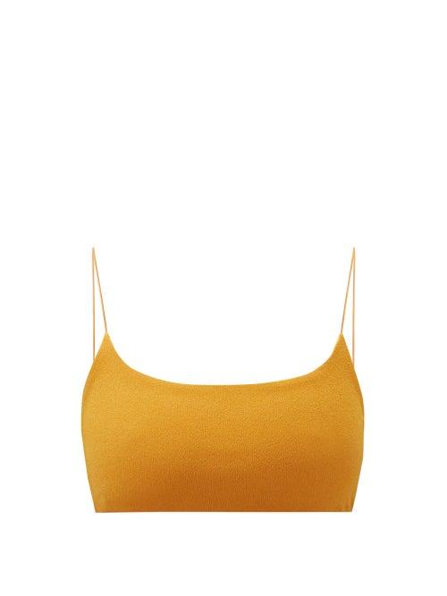Matchesfashion.com Jade Swim - Micro Muse Terry Bikini Top - Womens - Dark Yellow