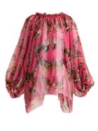 Matchesfashion.com Dolce & Gabbana - Butterfly Print Silk Blouse - Womens - Pink Print
