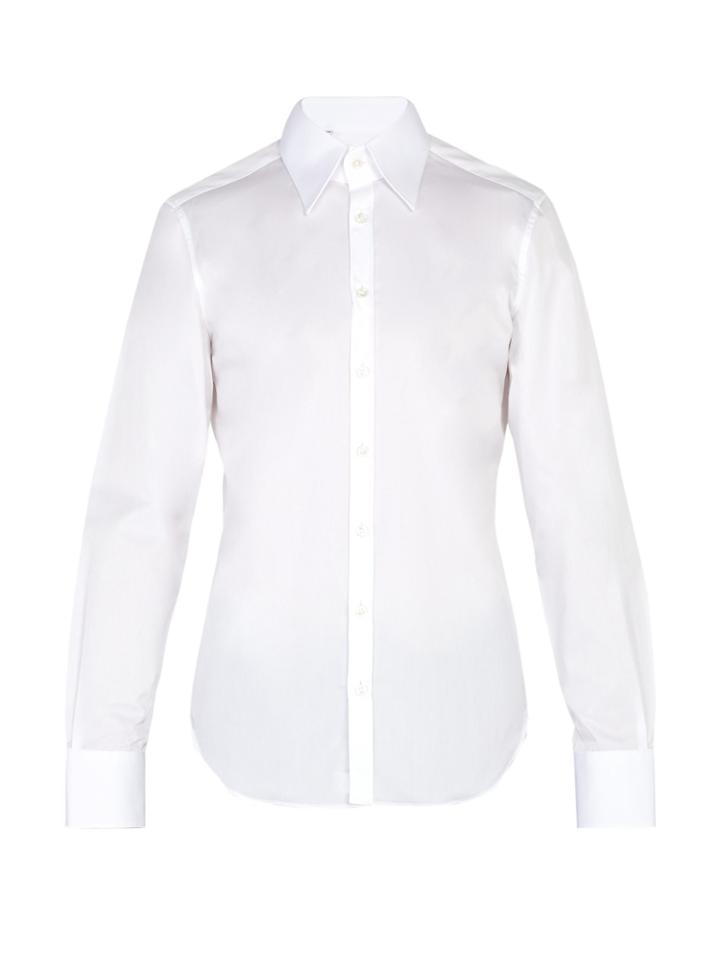 Thom Sweeney Long Point-collar Cotton Shirt