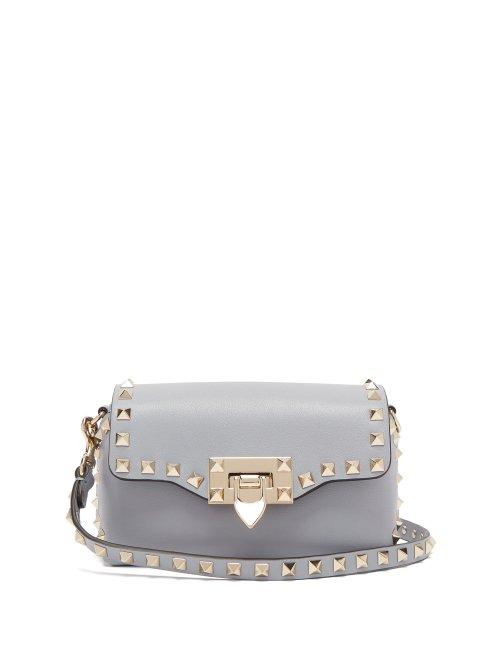 Matchesfashion.com Valentino - Rockstud Mini Leather Cross Body Bag - Womens - Light Blue