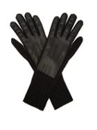 Matchesfashion.com Burberry - Leather Panelled Cashmere Gloves - Mens - Black