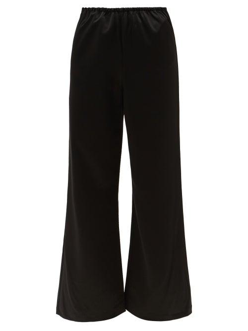 Totme - High-rise Wide-leg Satin Trousers - Womens - Black